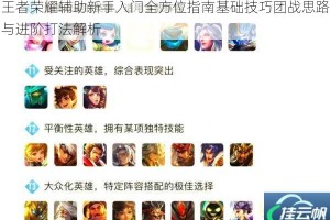 王者荣耀辅助新手入门全方位指南基础技巧团战思路与进阶打法解析