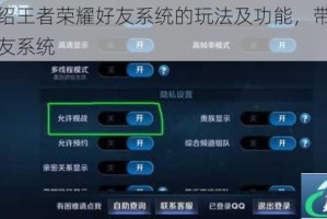 详细介绍王者荣耀好友系统的玩法及功能，带你轻松玩转好友系统