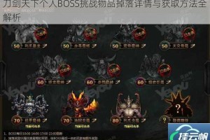 刀剑天下个人BOSS挑战物品掉落详情与获取方法全解析