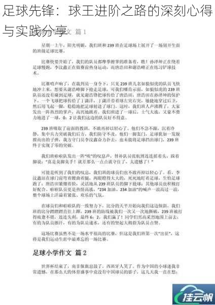 足球先锋:球王进阶之路的深刻心得与实践分享