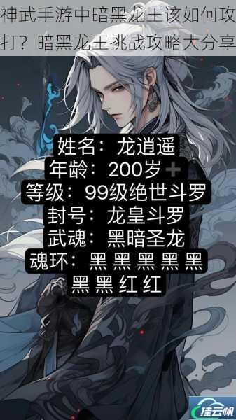 神武手游中暗黑龙王该如何攻打?暗黑龙王挑战攻略大分享