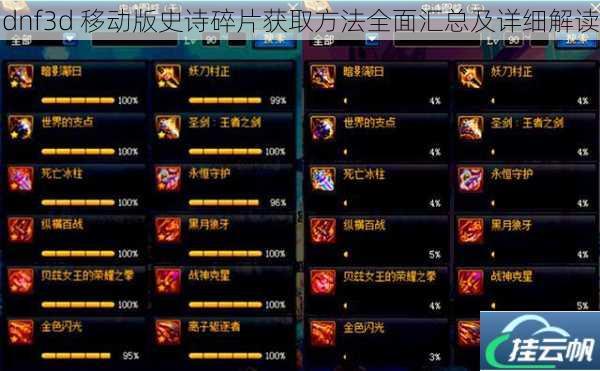 dnf3d 移动版史诗碎片获取方法全面汇总及详细解读