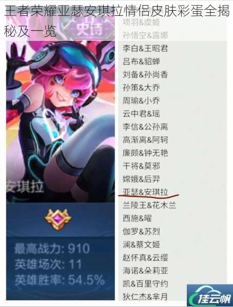 王者荣耀亚瑟安琪拉情侣皮肤彩蛋全揭秘及一览