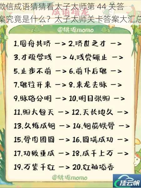 微信成语猜猜看太子太师第 44 关答案究竟是什么?太子太师关卡答案大汇总