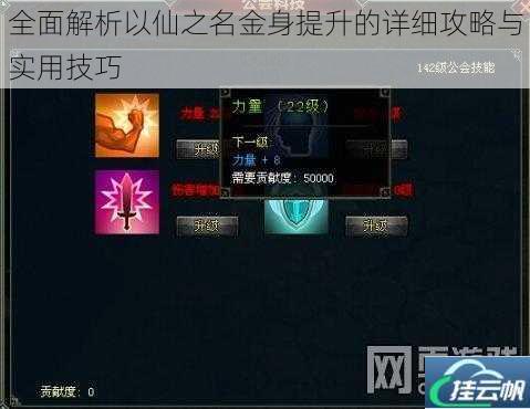 全面解析以仙之名金身提升的详细攻略与实用技巧