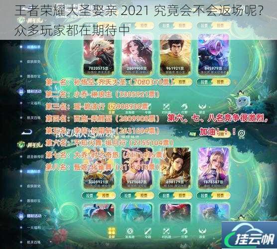 王者荣耀大圣娶亲 2021 究竟会不会返场呢?众多玩家都在期待中