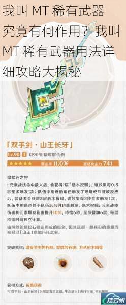 我叫 MT 稀有武器究竟有何作用?我叫 MT 稀有武器用法详细攻略大揭秘