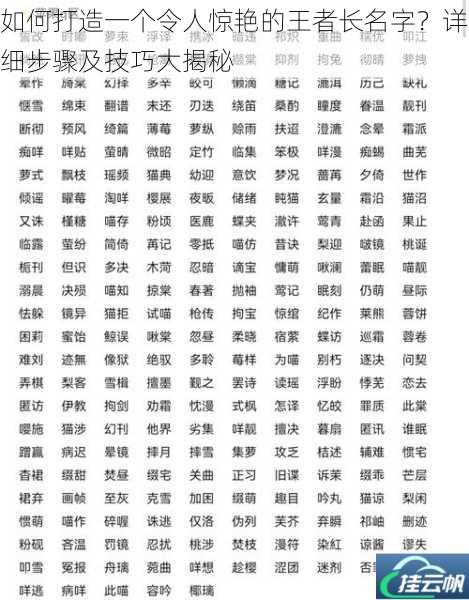 如何打造一个令人惊艳的王者长名字?详细步骤及技巧大揭秘