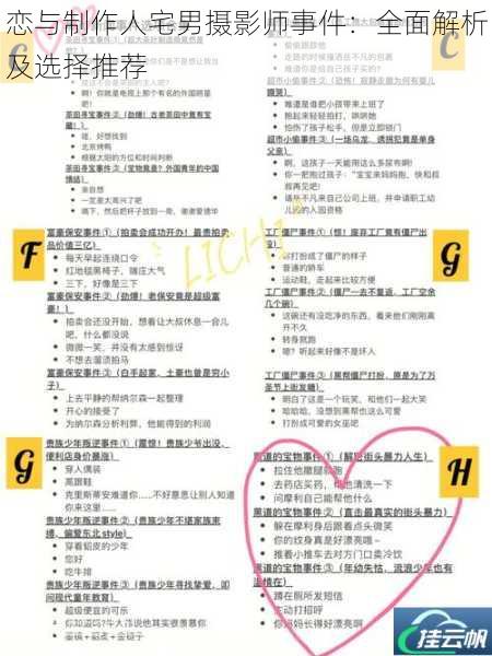 恋与制作人宅男摄影师事件:全面解析及选择推荐