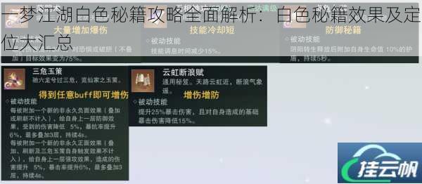 一梦江湖白色秘籍攻略全面解析:白色秘籍效果及定位大汇总