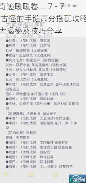 奇迹暖暖卷二 7 - 7 古怪的手链高分搭配攻略大揭秘及技巧分享