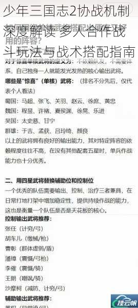 少年三国志2协战机制深度解读 多人合作战斗玩法与战术搭配指南