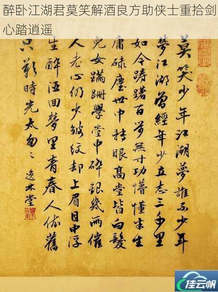 醉卧江湖君莫笑解酒良方助侠士重拾剑心踏逍遥