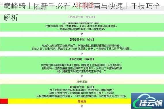 巅峰骑士团新手必看入门指南与快速上手技巧全解析