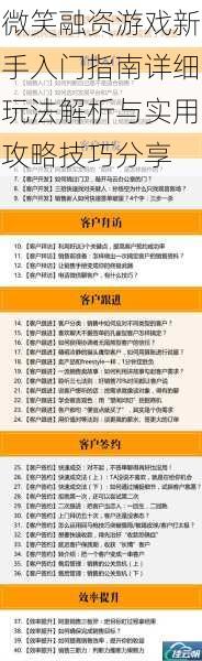 微笑融资游戏新手入门指南详细玩法解析与实用攻略技巧分享