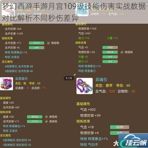 梦幻西游手游月宫109级技能伤害实战数据对比解析不同秒伤差异