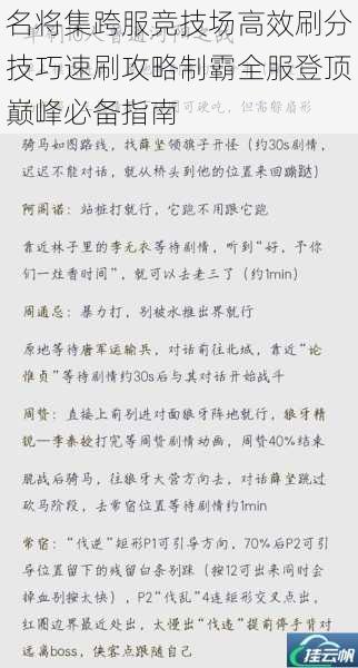 名将集跨服竞技场高效刷分技巧速刷攻略制霸全服登顶巅峰必备指南