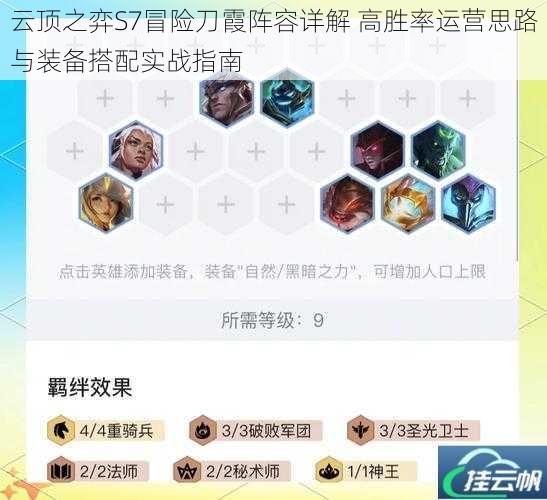云顶之弈S7冒险刀霞阵容详解 高胜率运营思路与装备搭配实战指南