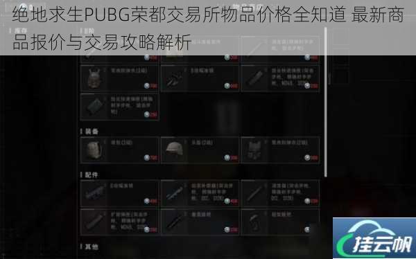 绝地求生PUBG荣都交易所物品价格全知道 最新商品报价与交易攻略解析