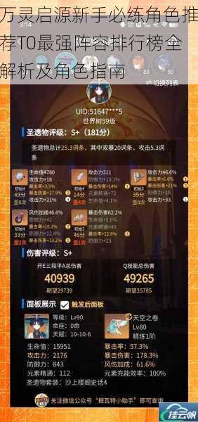 万灵启源新手必练角色推荐T0最强阵容排行榜全解析及角色指南