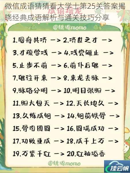 微信成语猜猜看大学士第25关答案揭晓经典成语解析与通关技巧分享