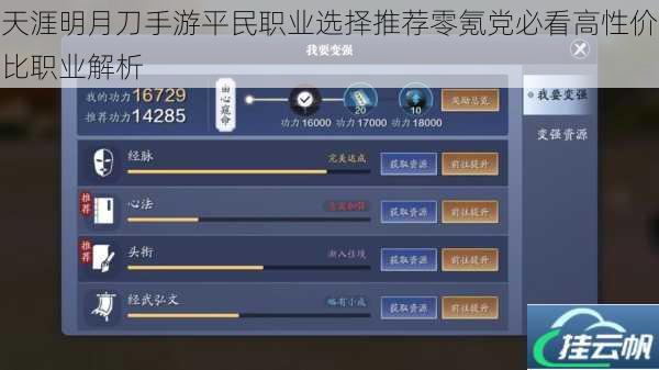 天涯明月刀手游平民职业选择推荐零氪党必看高性价比职业解析