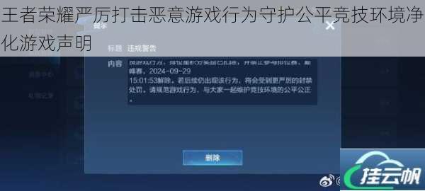 王者荣耀严厉打击恶意游戏行为守护公平竞技环境净化游戏声明