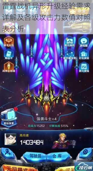 雷霆战机异形升级经验需求详解及各级攻击力数值对照表分析