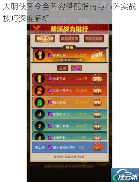 大明侠客令全阵容搭配指南与布阵实战技巧深度解析
