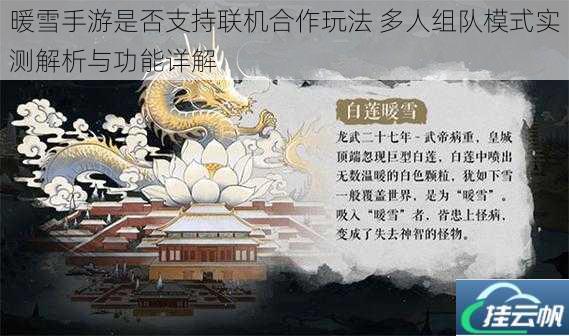 暖雪手游是否支持联机合作玩法 多人组队模式实测解析与功能详解