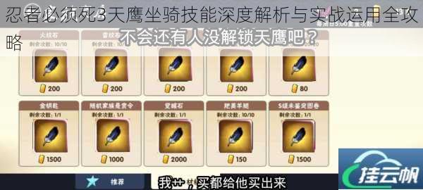 忍者必须死3天鹰坐骑技能深度解析与实战运用全攻略