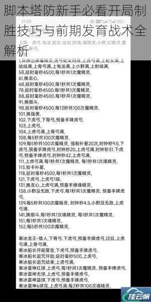 脚本塔防新手必看开局制胜技巧与前期发育战术全解析