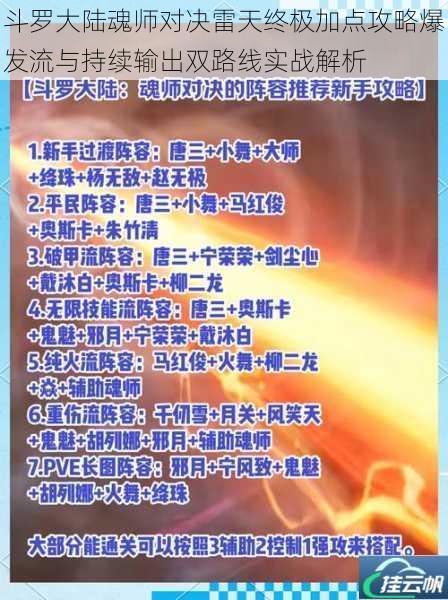 斗罗大陆魂师对决雷天终极加点攻略爆发流与持续输出双路线实战解析