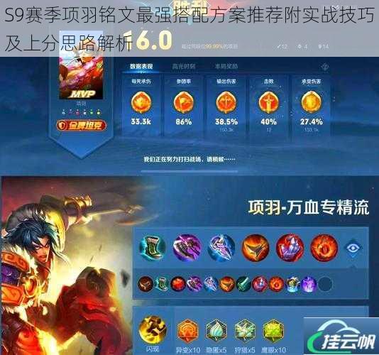 S9赛季项羽铭文最强搭配方案推荐附实战技巧及上分思路解析