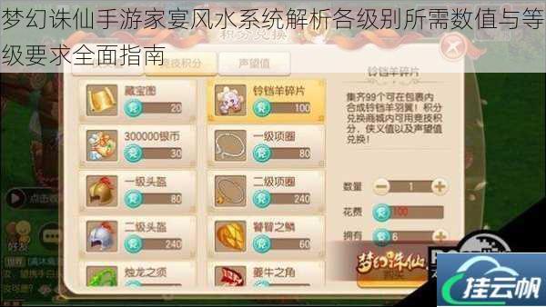 梦幻诛仙手游家宴风水系统解析各级别所需数值与等级要求全面指南