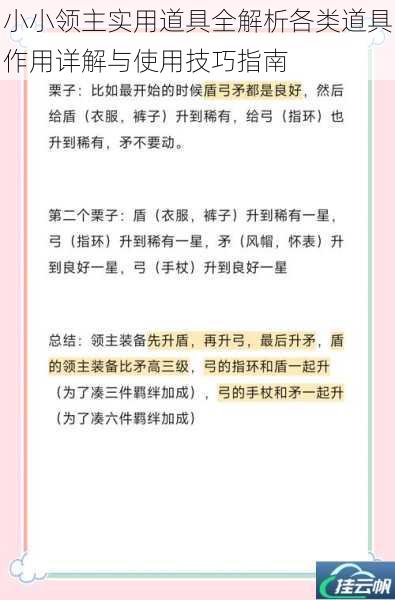 小小领主实用道具全解析各类道具作用详解与使用技巧指南