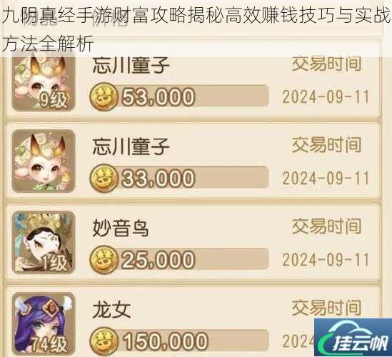 九阴真经手游财富攻略揭秘高效赚钱技巧与实战方法全解析