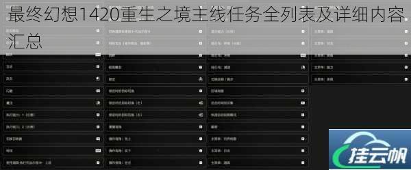 最终幻想1420重生之境主线任务全列表及详细内容汇总