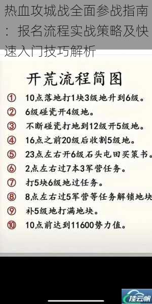 热血攻城战全面参战指南:报名流程实战策略及快速入门技巧解析