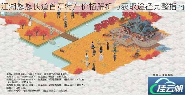 江湖悠悠侠道首章特产价格解析与获取途径完整指南