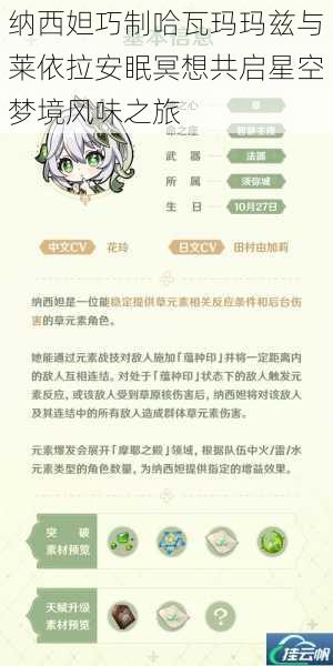 纳西妲巧制哈瓦玛玛兹与莱依拉安眠冥想共启星空梦境风味之旅