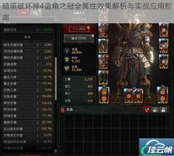 暗黑破坏神4谐角之冠全属性效果解析与实战应用指南