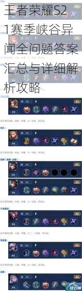 王者荣耀S21赛季峡谷异闻全问题答案汇总与详细解析攻略