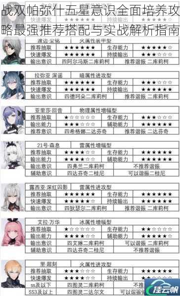 战双帕弥什五星意识全面培养攻略最强推荐搭配与实战解析指南