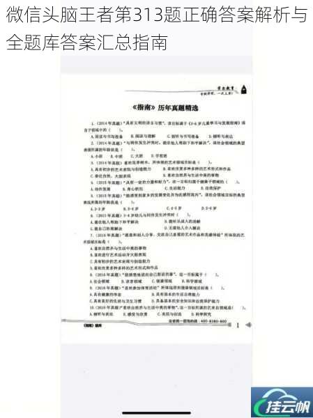 微信头脑王者第313题正确答案解析与全题库答案汇总指南