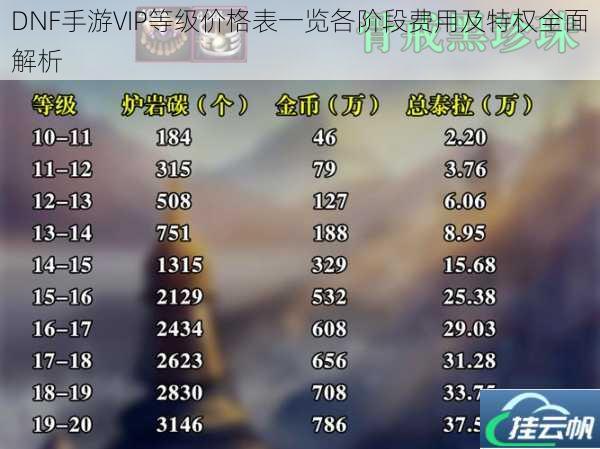 DNF手游VIP等级价格表一览各阶段费用及特权全面解析