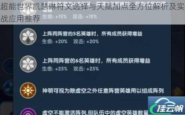 超能世界凯瑟琳符文选择与天赋加点全方位解析及实战应用推荐