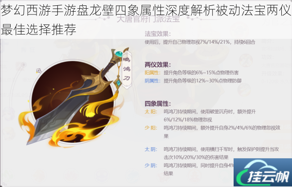 梦幻西游手游盘龙壁四象属性深度解析被动法宝两仪最佳选择推荐