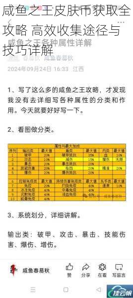 咸鱼之王皮肤币获取全攻略 高效收集途径与技巧详解
