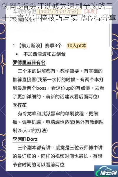 剑网3指尖江湖修为速刷全攻略三十天高效冲榜技巧与实战心得分享